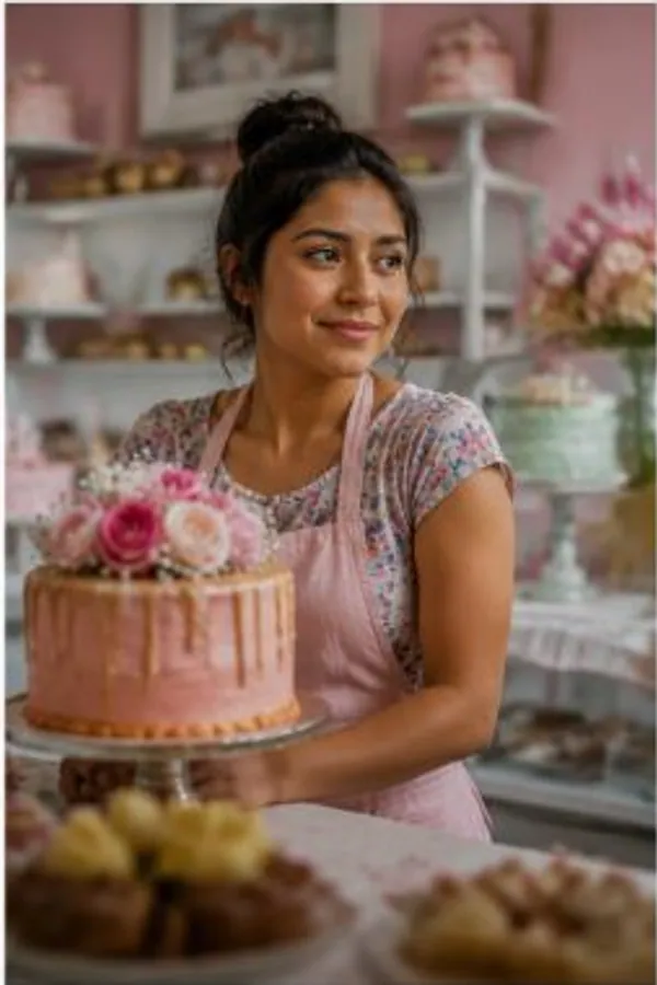 Imagen referencial de una joven peruana en una pastelería